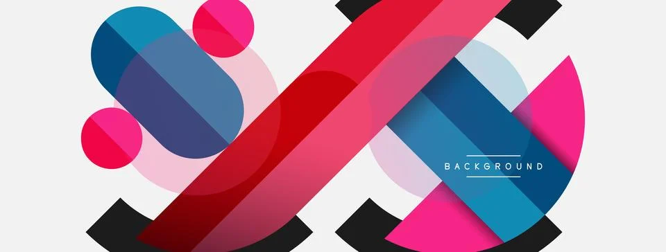 Geometric shapes composition abstract background. Circles lines and rectangles 스톡 일러스트