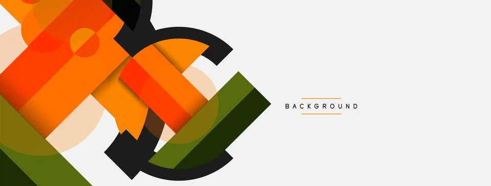 Geometric shapes composition abstract background. Circles lines and rectangles Stock Illustration