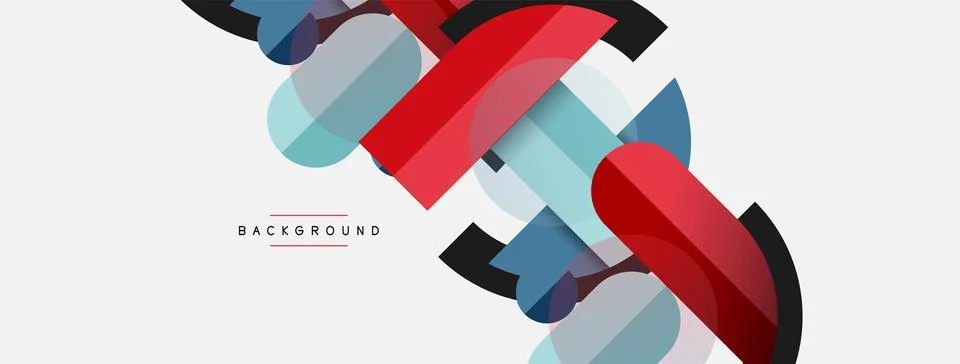 Geometric shapes composition abstract background. Circles lines and rectangles Stock Illustration