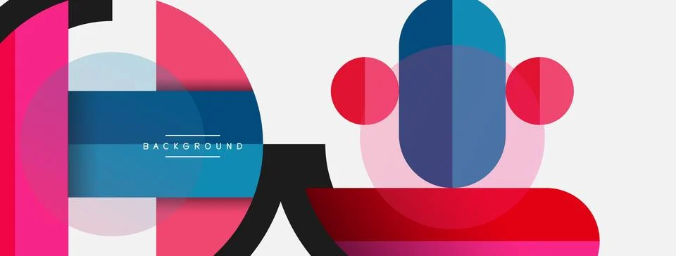 Geometric shapes composition abstract background. Circles lines and rectangles 스톡 일러스트