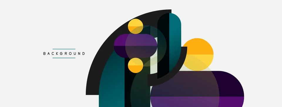Geometric shapes composition abstract background. Circles lines and rectangles Stock Illustration