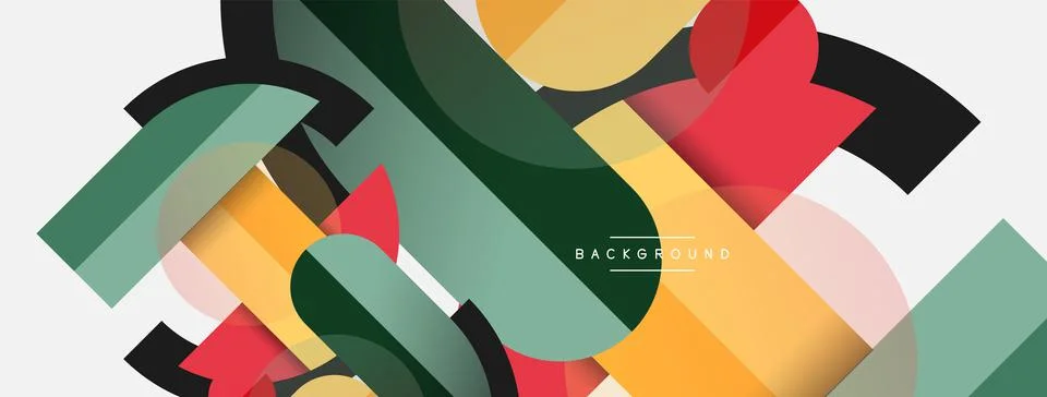 Geometric shapes composition abstract background. Circles lines and rectangles Illustrazione stock