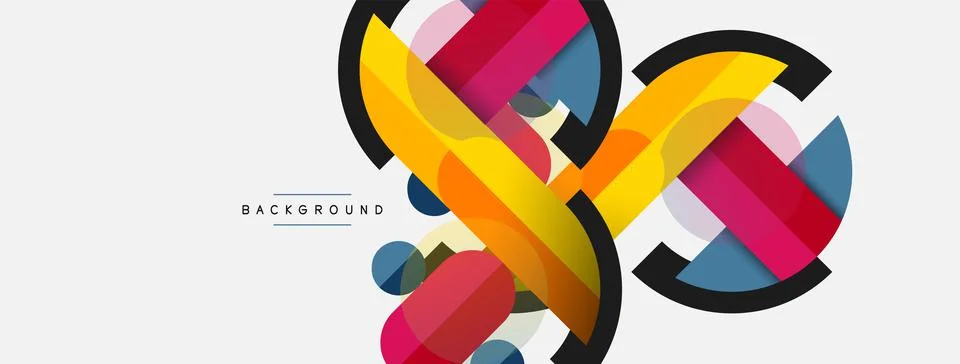 Geometric shapes composition abstract background. Circles lines and rectangles Stock Illustration