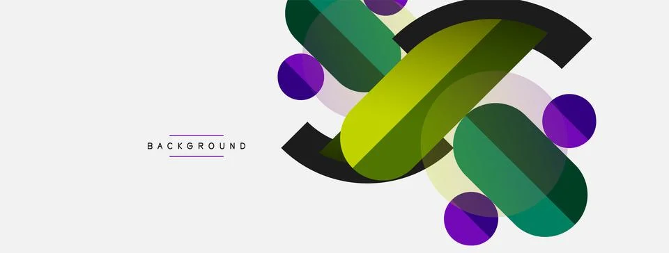 Geometric shapes composition abstract background. Circles lines and rectangles Stock Illustration