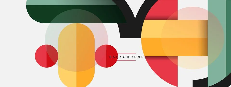 Geometric shapes composition abstract background. Circles lines and rectangles Stock Illustration