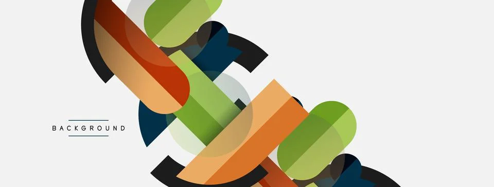 Geometric shapes composition abstract background. Circles lines and rectangles Stock Illustration