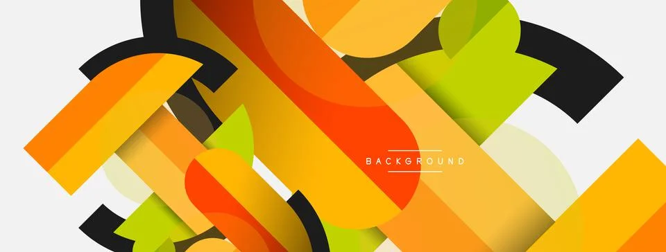 Geometric shapes composition abstract background. Circles lines and rectangles Illustrazione stock