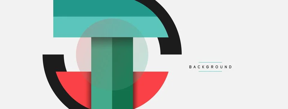 Geometric shapes composition abstract background. Circles lines and rectangles Stock Illustration