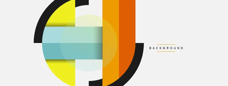 Geometric shapes composition abstract background. Circles lines and rectangles Illustrazione stock