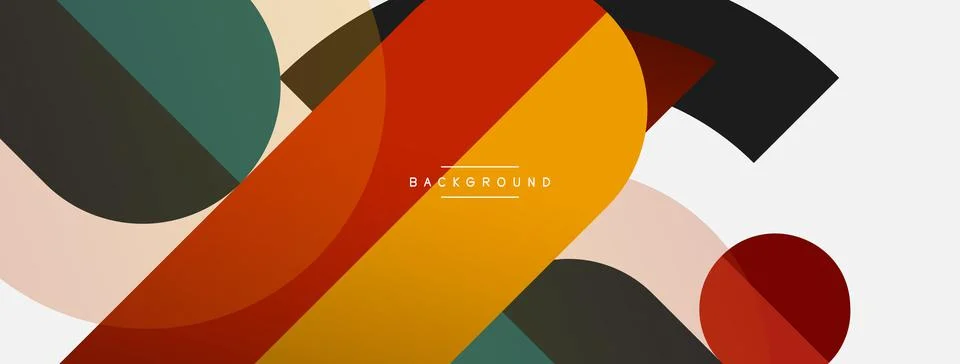 Geometric shapes composition abstract background. Circles lines and rectangles Illustrazione stock
