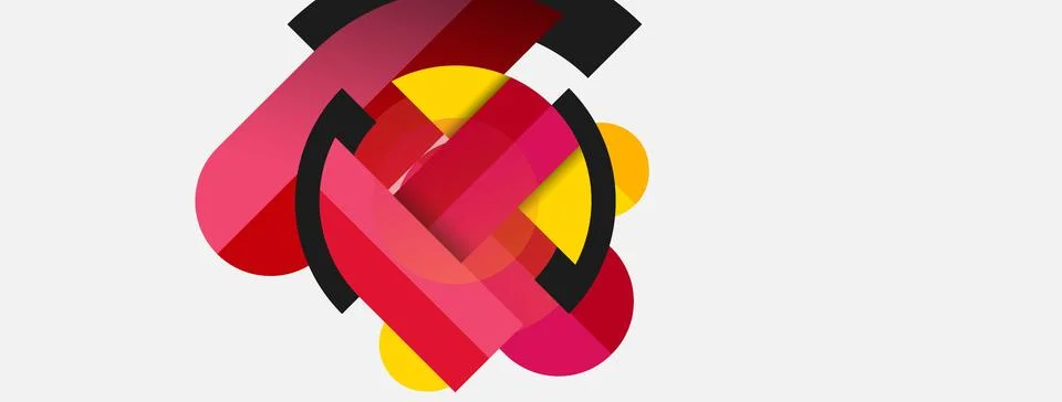 Geometric shapes composition abstract background. Circles lines and rectangles Stock Illustration