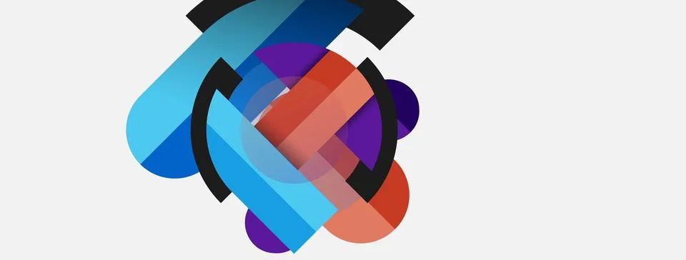 Geometric shapes composition abstract background. Circles lines and rectangles Illustrazione stock