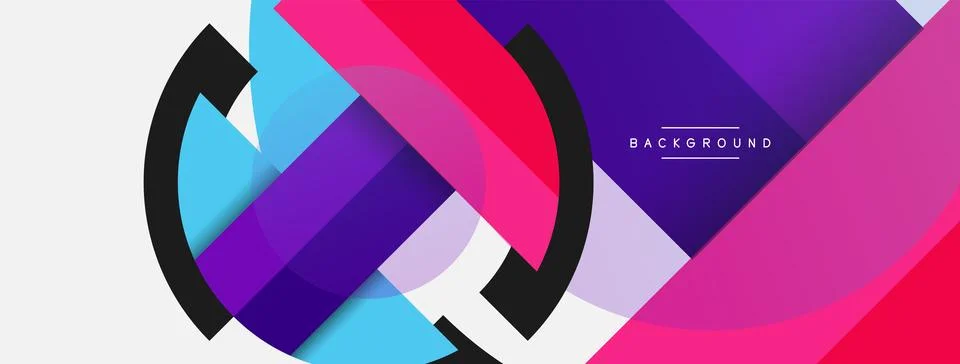 Geometric shapes composition abstract background. Circles lines and rectangles Stock Illustration