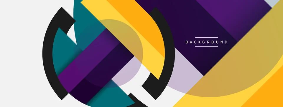 Geometric shapes composition abstract background. Circles lines and rectangles Stock Illustration