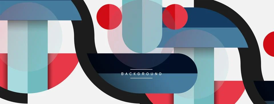 Geometric shapes composition abstract background. Circles lines and rectangles イラスト素材