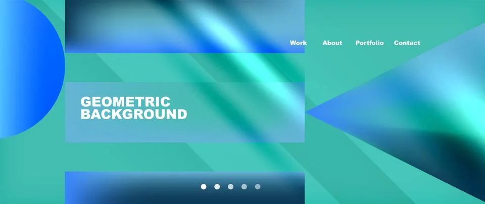 Geometric shapes in computer graphics on an electric blue and green background Stock Illustration