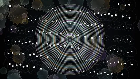 Geometric Shapes Concentric Circle Loop - Iridescent Dark Tech Backdrop Stock-Footage 341786770