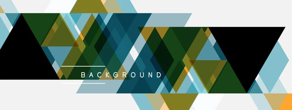 Geometric shapes create abstract background. Triangles overlap, forming dynam Illustrazione stock