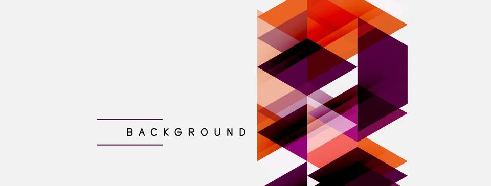 Geometric shapes create abstract background. Orange, purple hues dominate d.. Stockillustratie