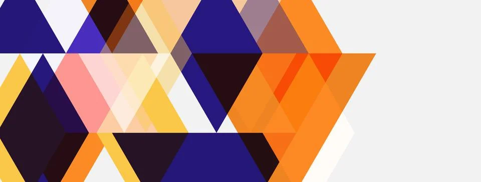 Geometric shapes create abstract pattern. Orange, purple, yellow tones domina Illustrazione stock
