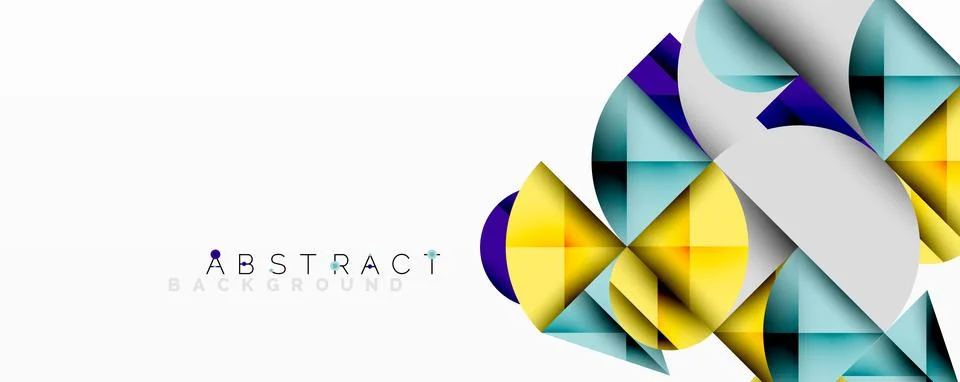 Geometric shapes create dynamic composition. Bright colors, gradients, modern Stock-Illustration