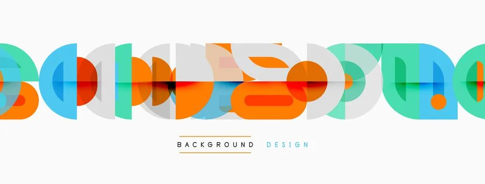 Geometric shapes create modern background. Blue, orange, teal colors dominate Stock Illustration