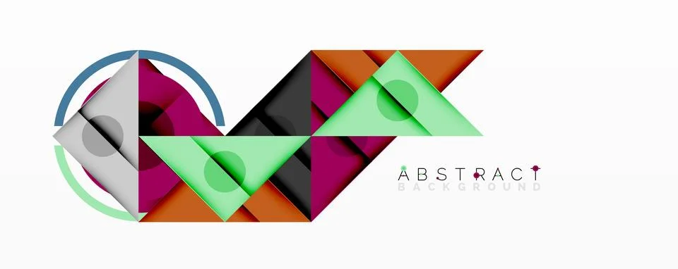 Geometric shapes create modern design. Vibrant colors, overlapping elements, Illustrazione stock