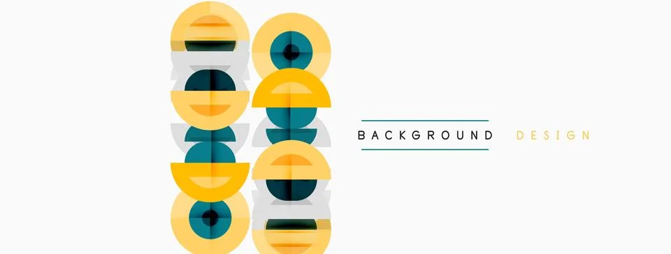Geometric shapes create modern pattern. Colors include orange, blue, yellow, イラスト素材