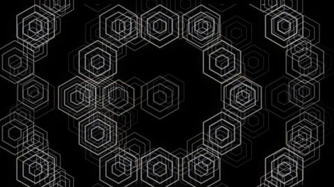 Geometric shapes create a pattern on a black background Stock Illustration