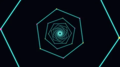 Geometric shapes create a spiral design in bright colors Stock Footage 336995734