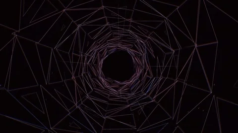 Geometric shapes create a spiral tunnel effect with dark Stock Footage 340013531