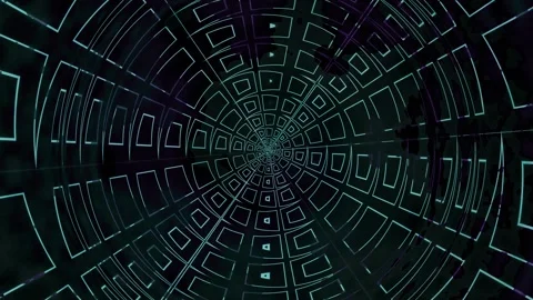 Geometric shapes create a tunnel effect with dark Stock Footage 340005907