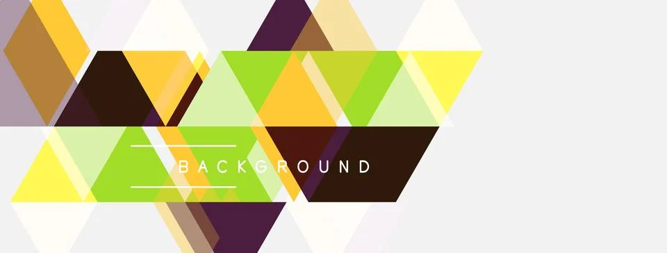 Geometric shapes create vibrant background. Yellow, green, brown hues dominat Stock Illustration