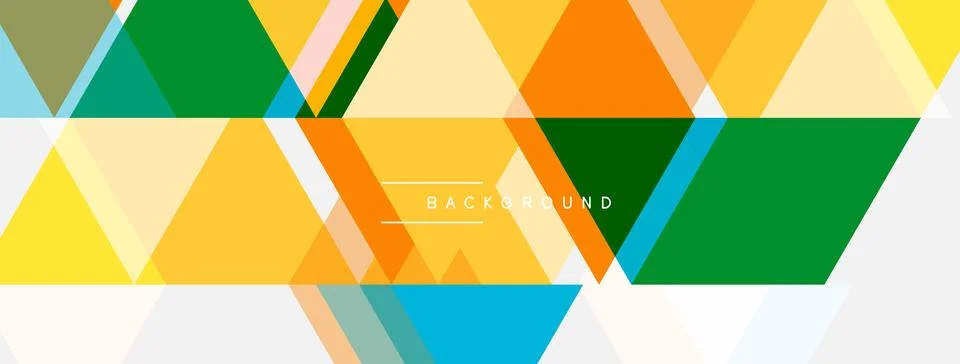 Geometric shapes create vibrant background. Orange, green, yellow, blue hues 库存插图