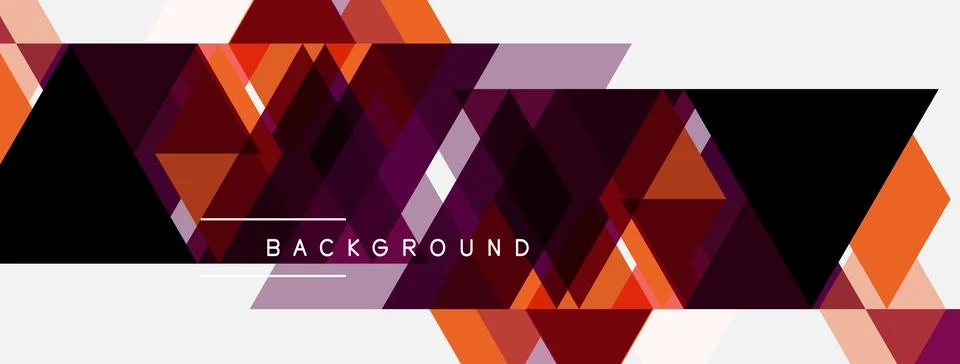 Geometric shapes create vibrant background. Orange, purple, red tones dominat Stock Illustration