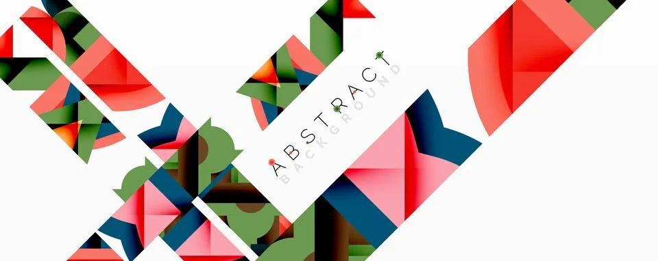 Geometric shapes create vibrant pattern. Red, green, black colors dominate Stock Illustration