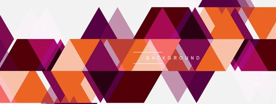 Geometric shapes create vibrant pattern. Orange, purple, white dominate desig Illustrazione stock