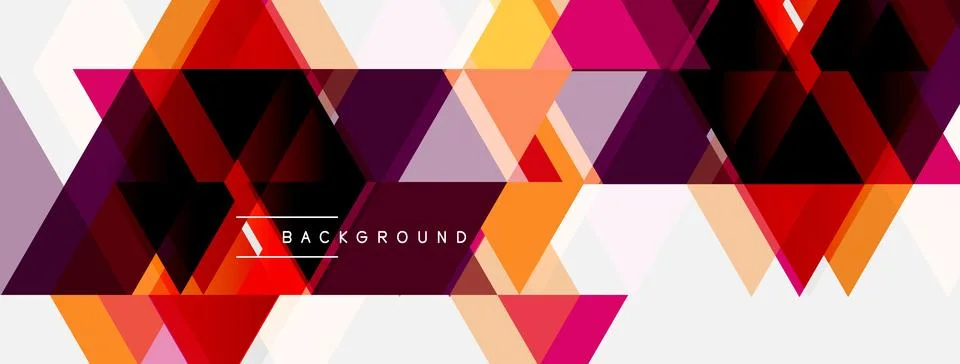Geometric shapes create vibrant pattern. Orange, pink, purple tones dominate Illustrazione stock