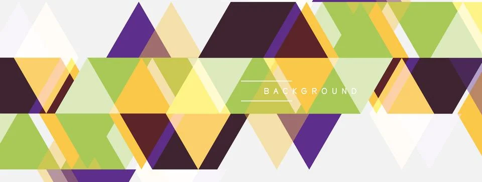 Geometric shapes create vibrant pattern. Triangles dominate design, using y.. Stock Illustration