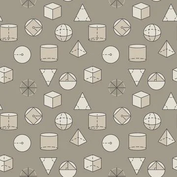 Geometric Shapes creative seamless pattern. School Geometry vector colored .. Stock Illustration