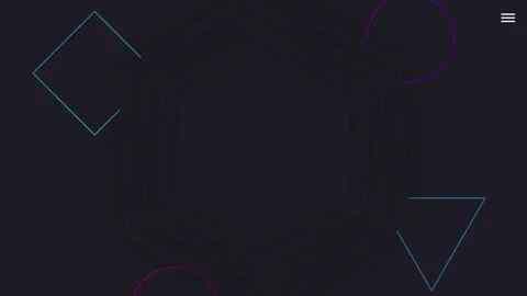 Geometric Shapes on Dark Background with Hexagon and Vibrant Accents Video stock 341926765