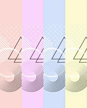 Geometric shapes of different sizes, shapes and styles,pink, yellow, blue Stock Illustration