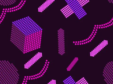 Geometric shapes from dots. Abstract seamless pattern in pop art style. Backg 库存插图