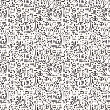 Geometric shapes eamless vector pattern. Repeating hand drawn tiny cirlces Illustrazione stock