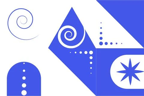 Geometric shapes elements of blue winter. 스톡 일러스트
