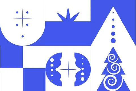 Geometric shapes elements of blue winter. Illustrazione stock