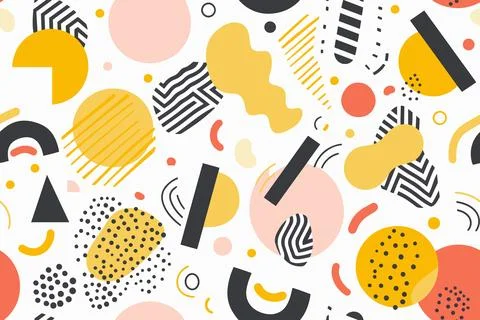 Geometric shapes eyes seamless pattern. Color cartoon isolated textile print Stock-Illustration