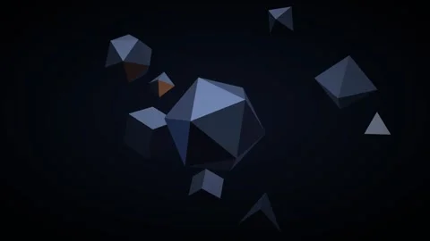 Geometric shapes float in dark space Stock Footage 339678094
