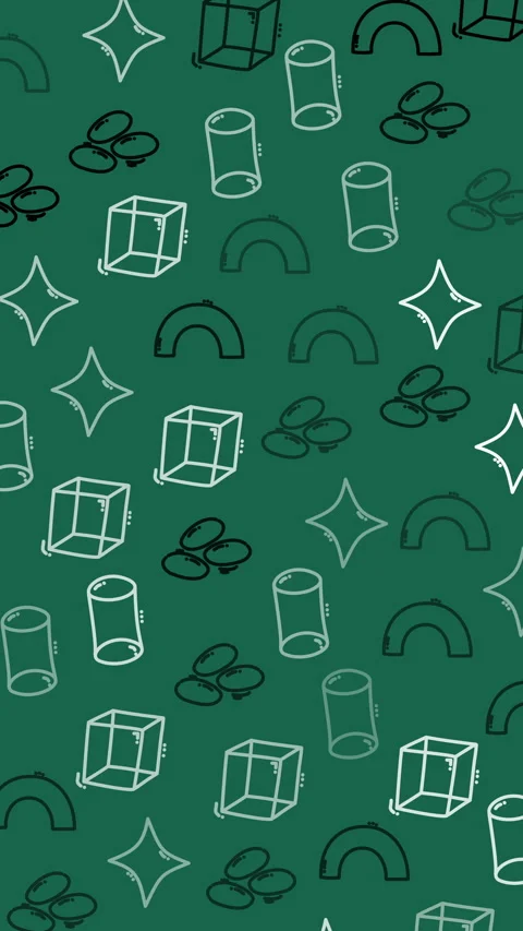 Geometric shapes float on a deep green background Видео 335492140