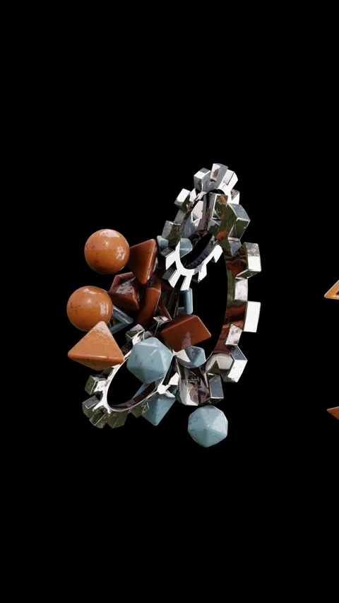 Geometric shapes floating 3d animation Stock Footage 266989897